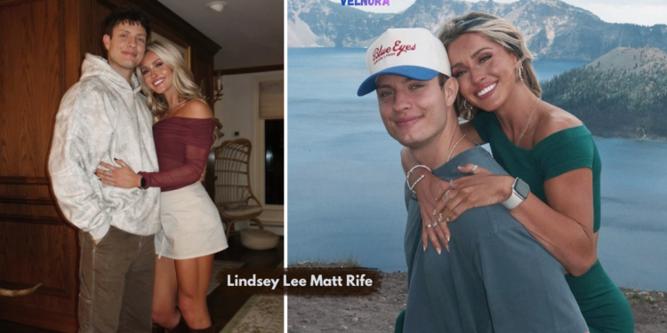 Lindsey Lee Matt Rife viral comedy search topic with stand-up microphone and audience background.
