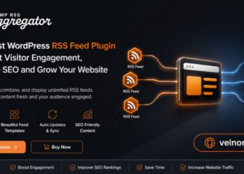 WordPress dashboard showing automated RSS feed settings and plugin metrics.