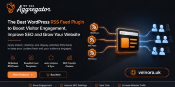 WordPress dashboard showing automated RSS feed settings and plugin metrics.